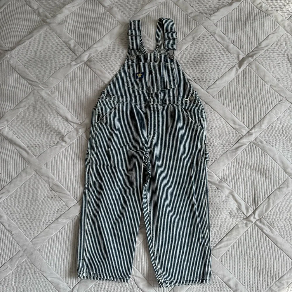 OshKosh B'gosh Vintage Blue and White Striped Kids Overalls Size 4T